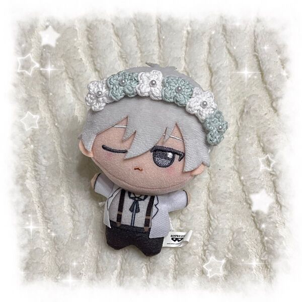 編み物 ちびぐるみ ぬい服 お花のヘッドドレス 花冠 ライトグリーン