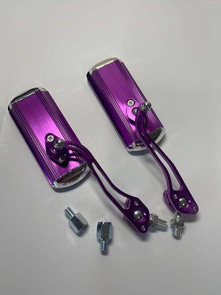 サイドミラー バックミラー バイク用 汎用 取付簡単 パープル