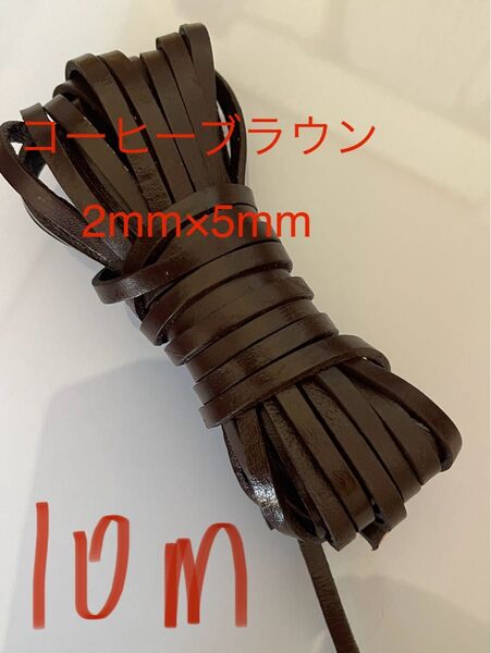 プローブメンテナンス紐交換用 革紐 クラフト 幅5mm厚2㎜ コーヒーブラウン10m