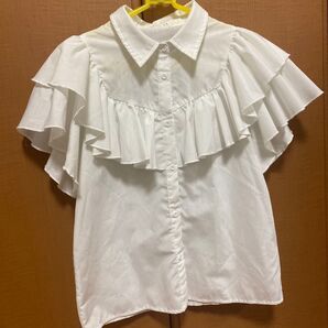 シーイン フリルブラウス トップス 白