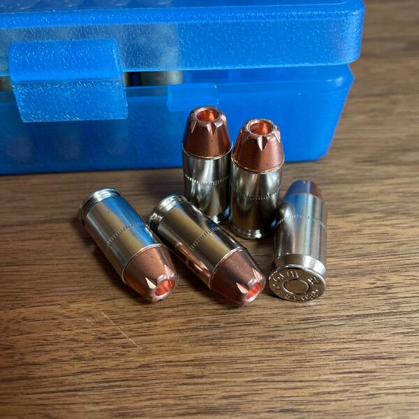 Rightライト【45ACP JHP ニッケルシルバー 5発セット リアルダミーカートリッジ】美品 デコレーションなどに最適!3