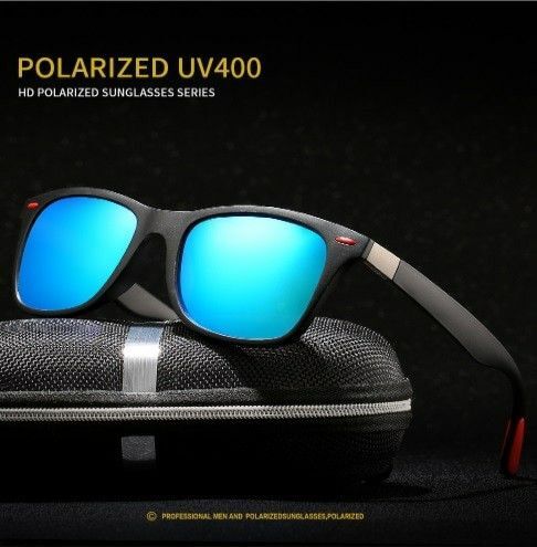 激安 新品 送料込み UV400 偏光レンズ ミラー サングラス 黒/青377972