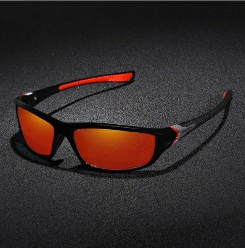 新品 送料込み ライディングUV400 スポーツ 偏光ミラーサングラス 赤283584