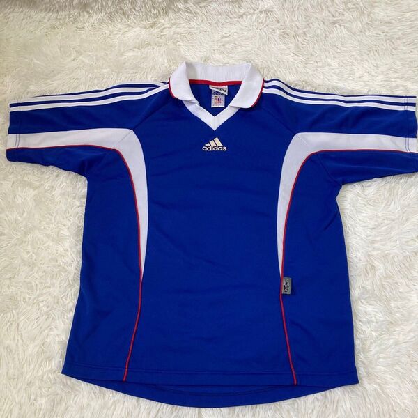 adidas サッカーユニフォーム Lブルー系 古着 スポーツウェア