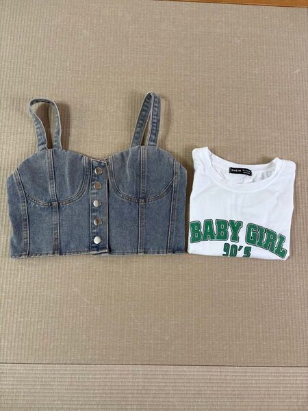 SHEIN シーイン Tシャツ ビスチェ 2枚セット ショート丈