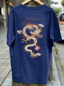 SALE価格 【M】 横須賀名物 スカジャン Ｔシャツ 刺しゅう スカT 龍 ドラゴン Dragon 紺 ネイビー 和柄 ジャパン 正規品 SUKAT