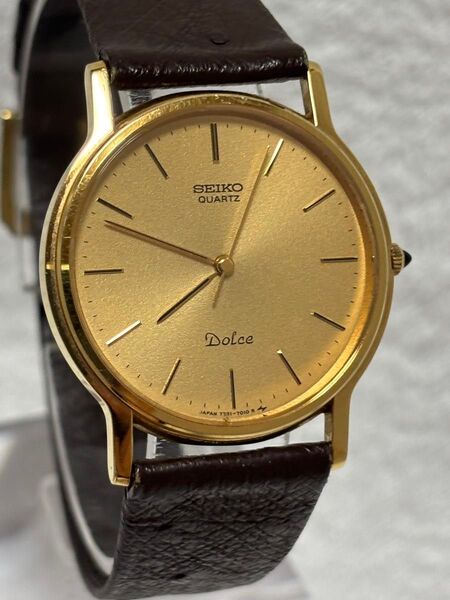【美品】SEIKO セイコー ドルチェ クォーツ【7731-7010】文字盤:ゴールド【動作状況:良好】メンズモデル
