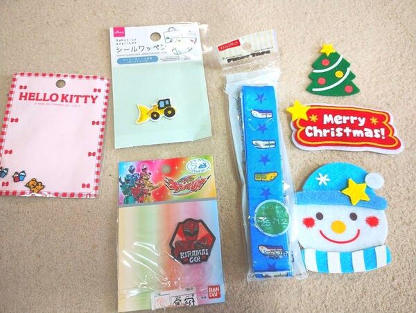 【同梱100円】ワッペン かばんテープ 男の子セット キラメイジャー ブルドーザー 新幹線 アイロンワッペン シールワッペン 車