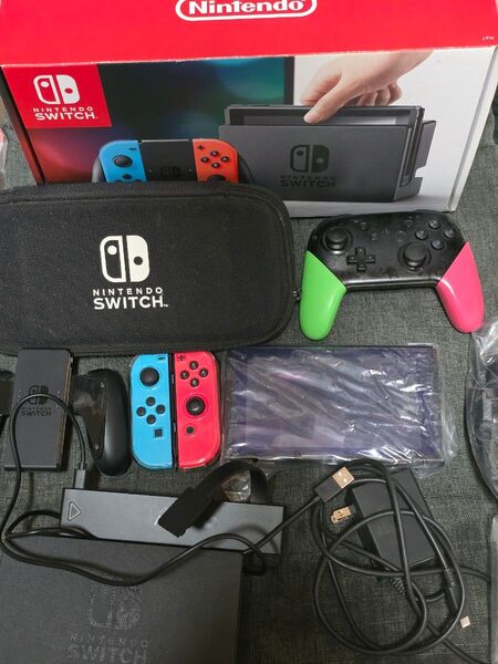 Nintendo Switch ネオンブルーレッド 本体 バッテリー強化版 スイッチ キャリングケース カード切替器 おまけ付き