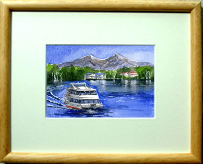 No. 7319 Beautiful Pleasure Boat / Chihiro Tanaka (Four Seasons Watercolor) / Comes with a gift, Painting, watercolor, Nature, Landscape painting
