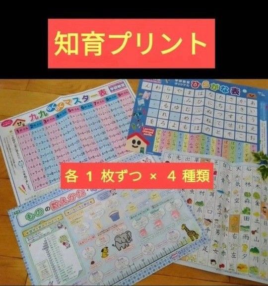 ◆非売品◆知育プリント◆ひらがなカタカナ表・1年生・2年の漢字表・九九らくらくマスター表・ものの数え方単位表 入学準備 送料無料