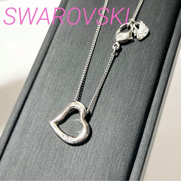 美品 SWAROVSKI スワロフスキー クリスタル ラインストーン ハート ネックレス