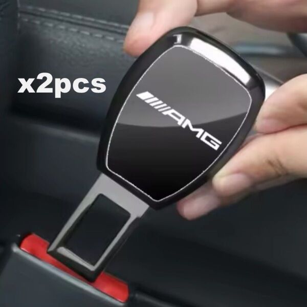 2個 Mercedes-Benz メルセデスベンツ AMG シートベルト エクステンダー 延長バックル ミラー仕上 ワンプッシュn
