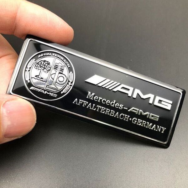 メルセデスベンツ AMG アップルツリー アルミ エンブレム プレート ステッカー AFFALTERBACH ブラック/シルバーd