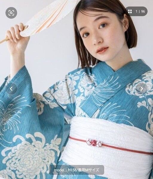 浴衣館グレース 浴衣セット(浴衣+兵児帯+下駄+腰紐2本+帯飾り) サックスブルー