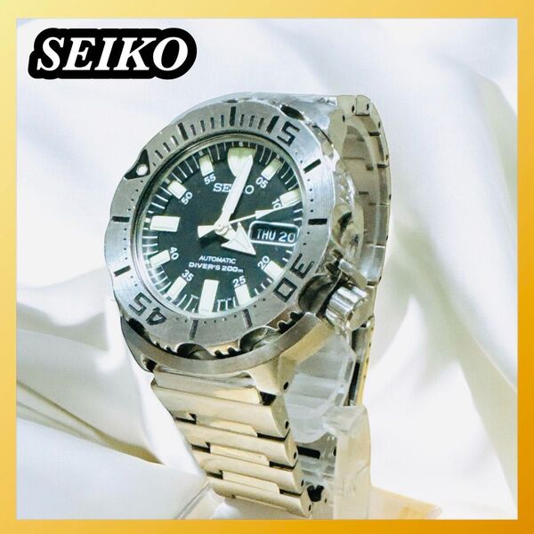 SEIKO ダイバースウォッチ ブラック モンスター 稼動品 200m セイコー