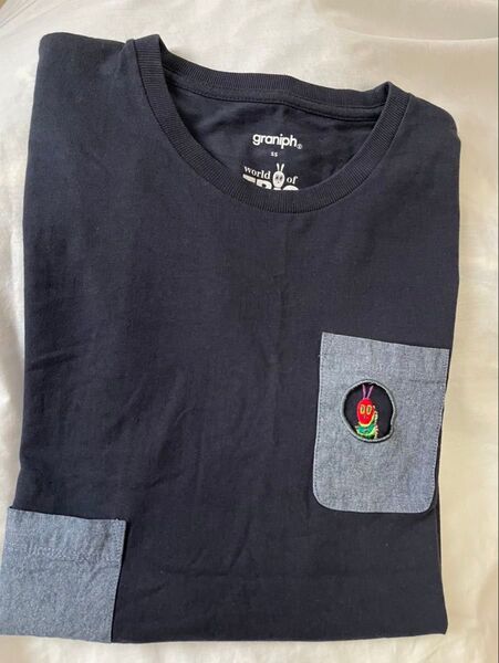 【美品】グラニフ はらぺこあおむし Tシャツ 男女兼用 ネイビー 紺 サイズSS