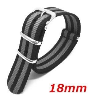 時計★腕時計 スマートウォッチ★グレイ ストライプ★ナイロンベルト バンド NATOタイプ★幅18mm