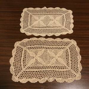 2 sheets pair set place mat tablecloth rug hand-knitted small articles put rectangle natural Northern Europe Country pretty stylish interior 