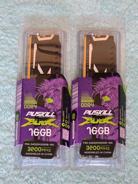 PUSKILL 32GB 16GBx2枚組 DDR4-3200 U-DIMM 288pin メモリ RAM