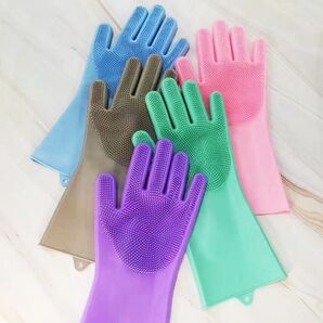 シリコン 食器洗い手袋 キッチン バスルーム クリーニング 車両クリーニング マジック手袋 3色セット