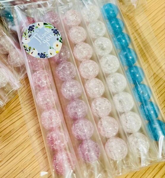 【天然石 クラック水晶 5色セット 12mm 40個】アクセサリーパーツ ハンドメイド ブレスレット
