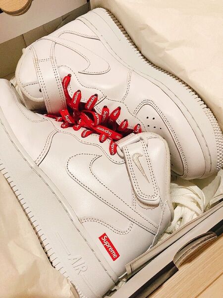 NIKE エアフォース1 ハイカット supremeコラボ 白 24cm