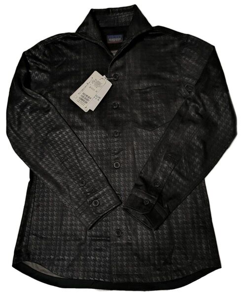 ■千鳥格子型押しムラ染めシャツ/ニコルクラブフォーメン(NICOLE CLUB FOR MEN)■サイズ46M ブラック