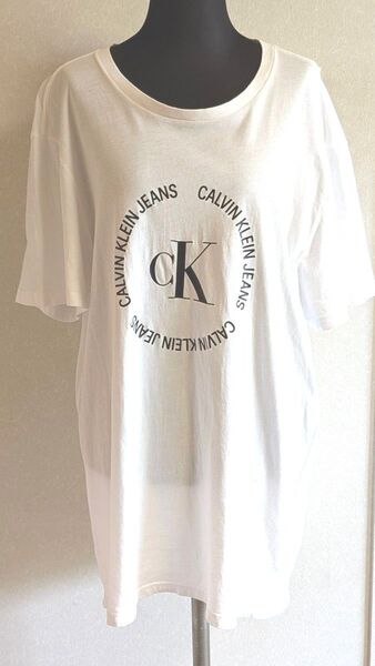 半袖Tシャツ カットソーロンTカルバンクライン ホワイトunisex