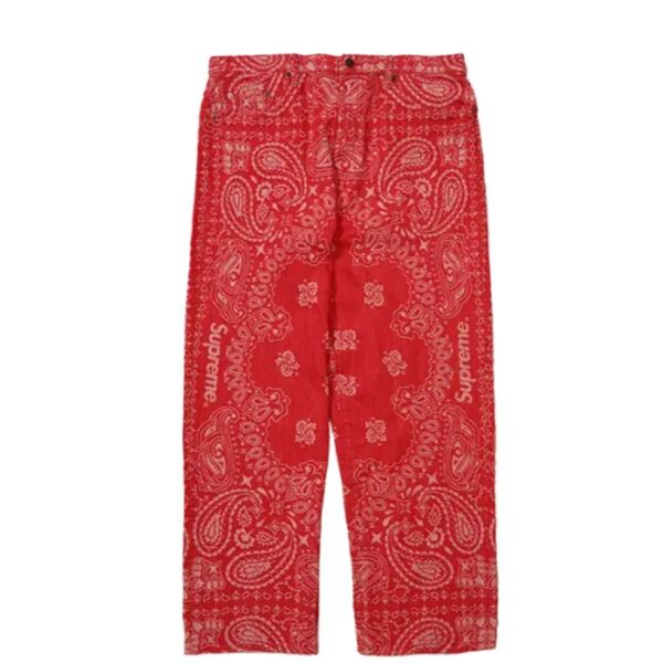 Supreme バンダナ柄ジーンズ レッド