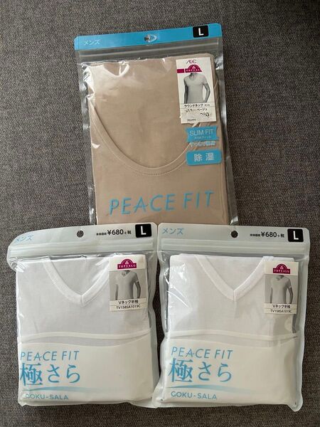 トップバリュ PEACE FIT 極さら Vネック半袖他 3枚セット Lサイズ