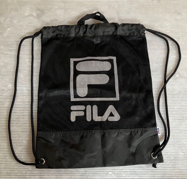 FILA メッシュ ナップサック ジムサック 袋 黒