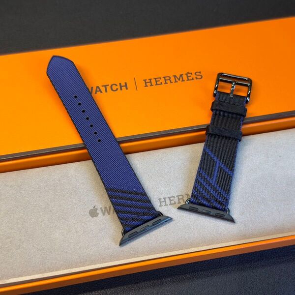 ☆未使用 即決 レア Apple Watch Hermes 42mm 41mm ジャンピング 黒/ブルー サフィール 029
