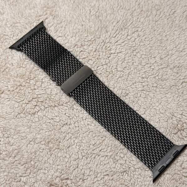 ☆美品 純正 Apple watch Sサイズ 49mm 46mm ultra2 ブラック ミラネーゼループ ミラネーゼ 095