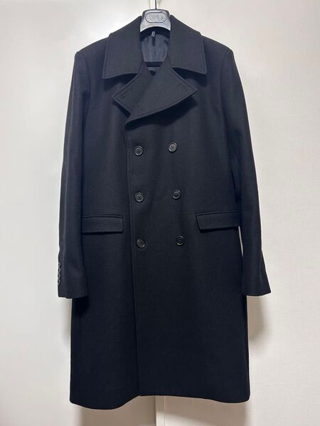 ディオール オム ダブルブレスト チェスターコート 50 トレンチコート ブラック ウール Dior