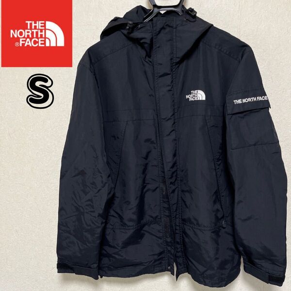 THE NORTH FACE Sサイズ マウンテンパーカー 刺繍ロゴ ノースフェイス ナイロンジャケット 黒
