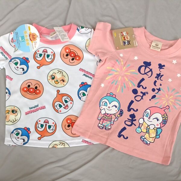 来たる夏! 90cm アンパンマン Tシャツ 半袖 女の子 女児 保育園 幼稚園 着替え 総柄 Tシャツ セット