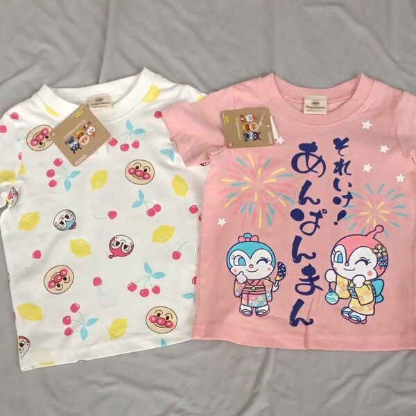 来たる夏! 90cm アンパンマン Tシャツ 半袖 女の子 女児 保育園 幼稚園 着替え 総柄 Tシャツ セット