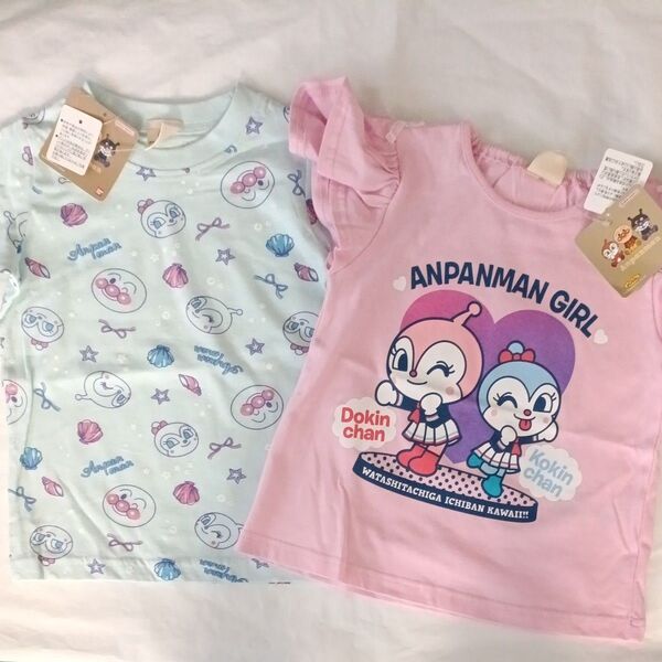1 来たる夏! 100cm アンパンマン Tシャツ 半袖 女の子 女児 保育園 幼稚園 着替え 総柄 Tシャツ セット