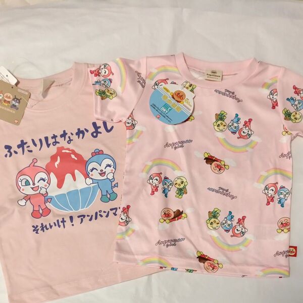 4 来たる夏! 100cm アンパンマン Tシャツ 半袖 女の子 女児 保育園 幼稚園 着替え 総柄 Tシャツ セット