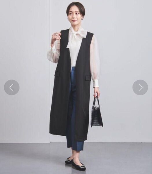 UNITED ARROWSR/PU Vノーカラー ロング ベスト¥30,800