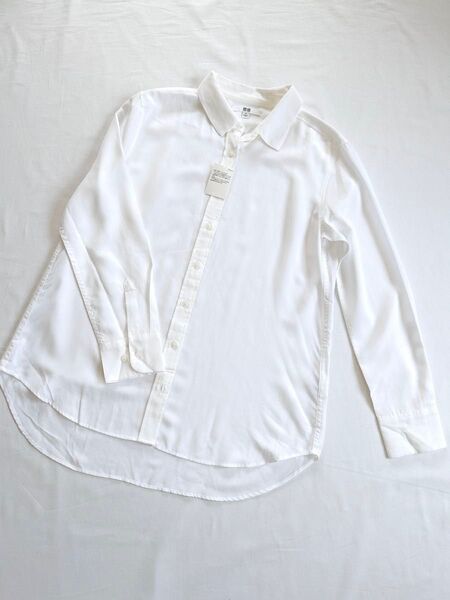 【新品】UNIQLO ユニクロ レーヨンエアリーブラウス 白 M ホワイト