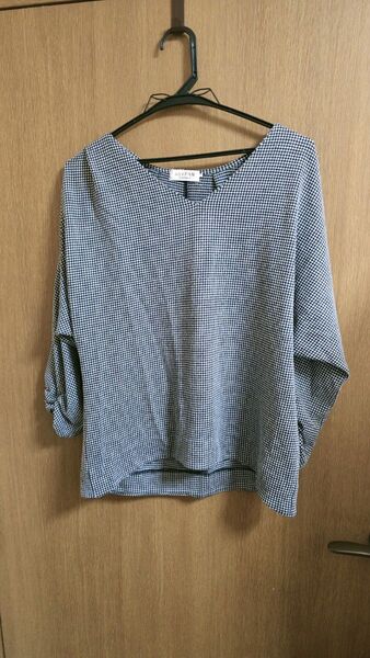 最終値下げ ブラウス エニィファム オンワード樫山 anyFAM チェック柄 五分袖チュニック Fサイズ