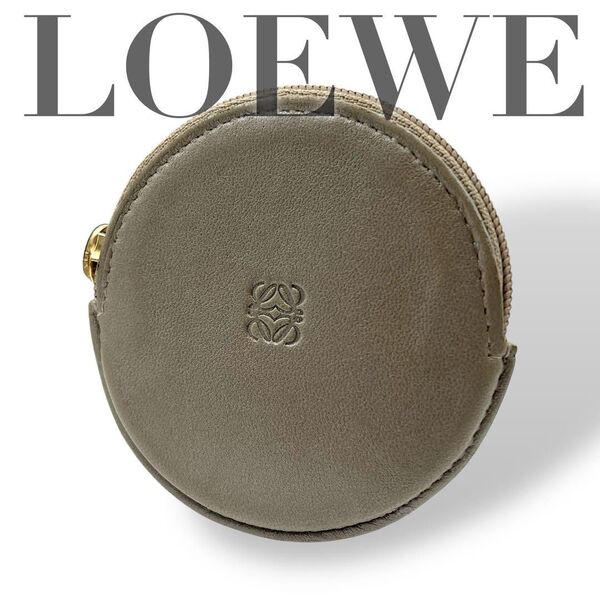 【微美品】LOEWE ロエベ コインケース 小銭入れ グレー アナグラム