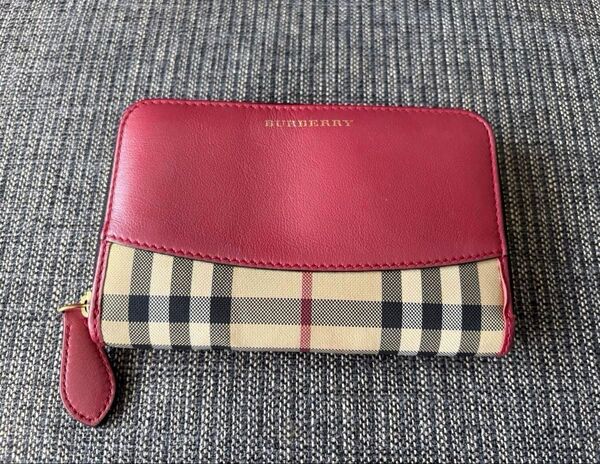 BURBERRY 二つ折り財布 レッド チェック