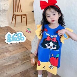 ☆新品☆キッズ ノースリーブ ワンピース 白雪姫 キャラクター 可愛い 誕生日 プレゼント 夏 涼しい 女の子 お出かけ 110
