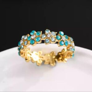 ブルーフラワー リング 花モチーフ レディース 指輪 10.5号 新品 送料無料