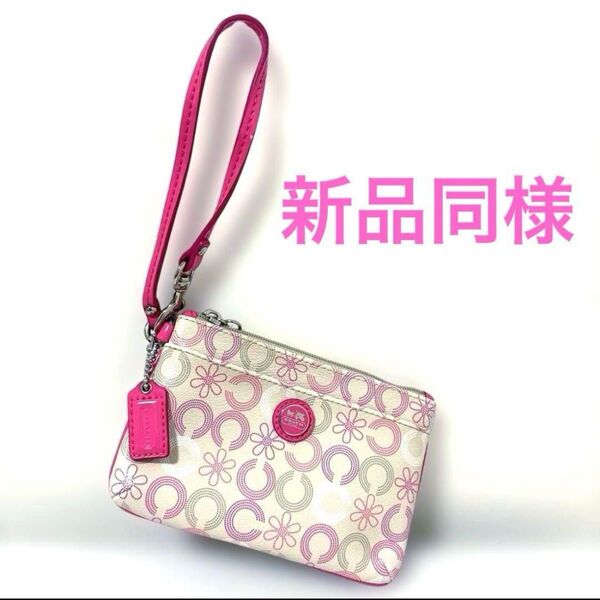 新品同様 COACH(コーチ) リストレット ポーチ 財布 レザー