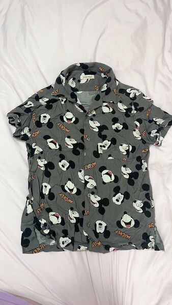 美品 ディズニー ミッキーマウス 総柄 アロハシャツ 半袖シャツ L 男女兼用