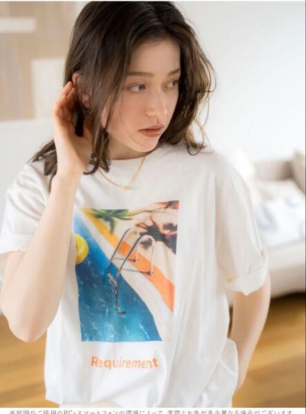 美品 Ungrid アングリッド フォトビッグロゴTee ホワイト白Tシャツ